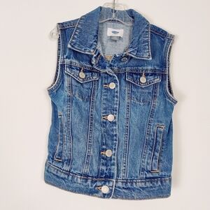 Old Navy Kid's Unisex Jean Vest Jacket Size Medium 8 Years Old Denim Cotton Blue